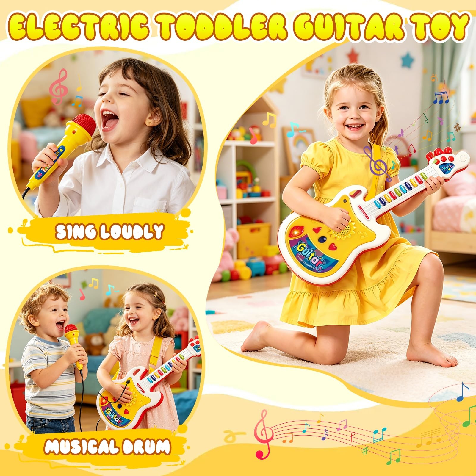 Toddler Guitar, Musical Instruments Toys for Toddlers 2 3, Montessori Karaoke…
