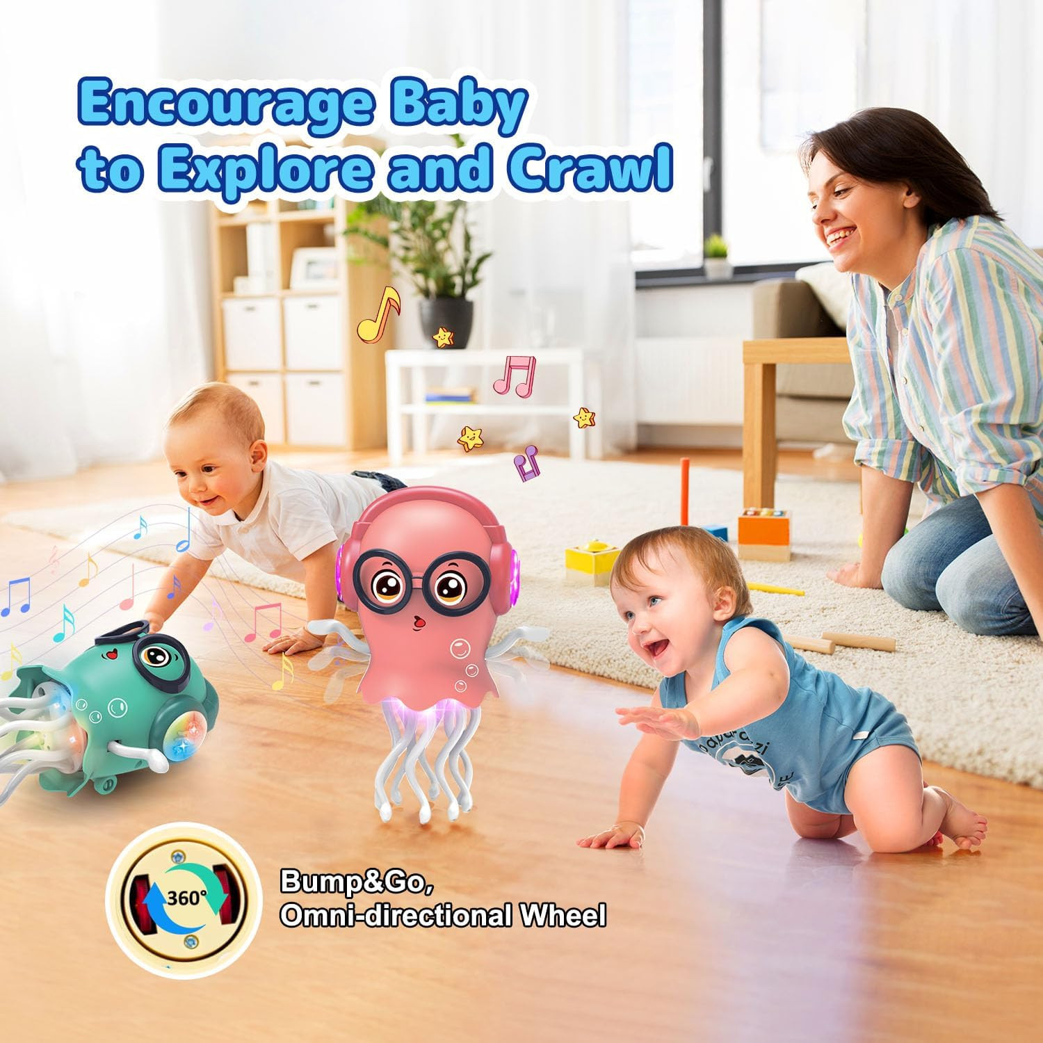 Christmas Dancing Baby Toy, Crawling Jellydancer Tummy Time Toy, Magic Dancing M