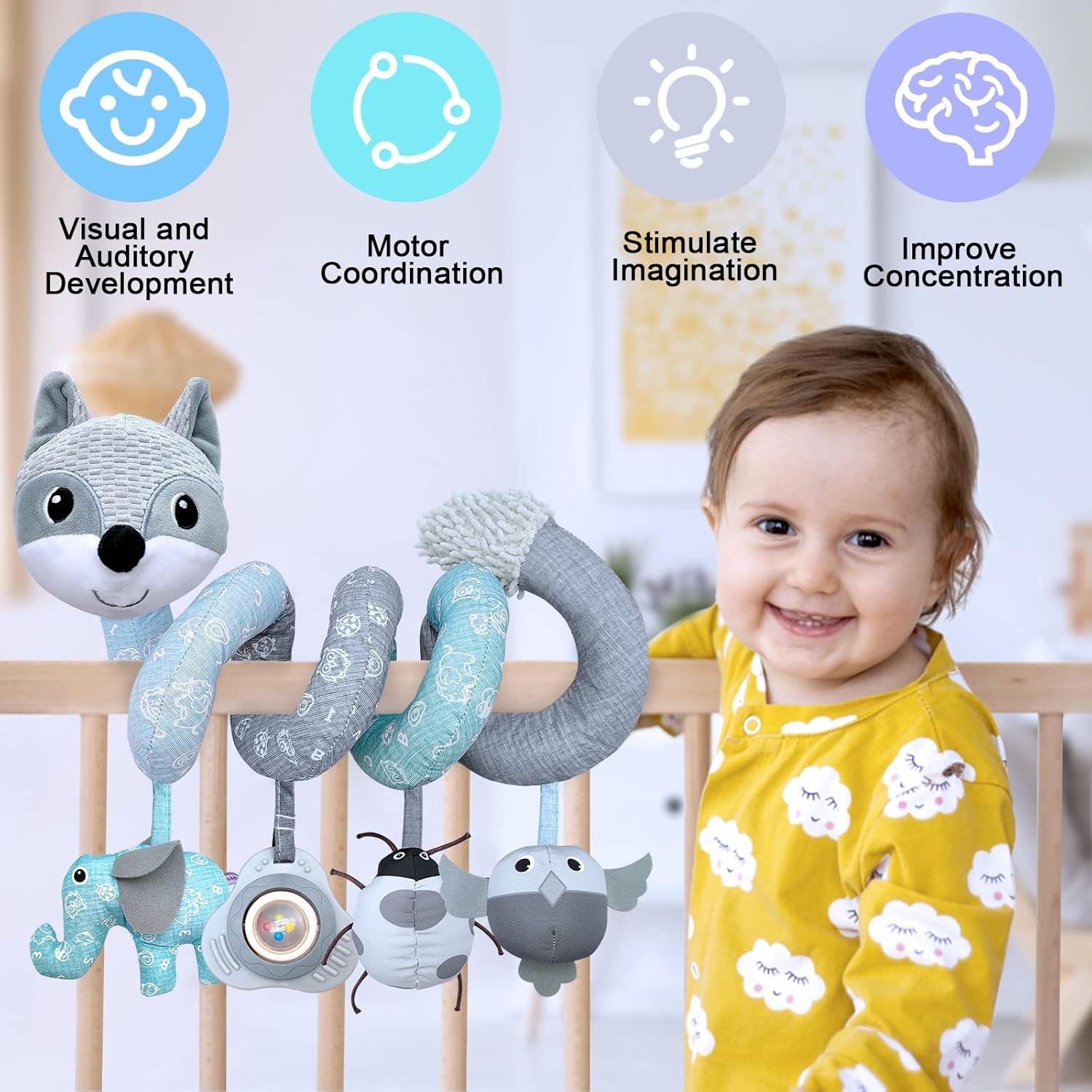 Car Seat Toys for Babies Baby Toys 3-6 Months Carseat Stroller Toy Developmental