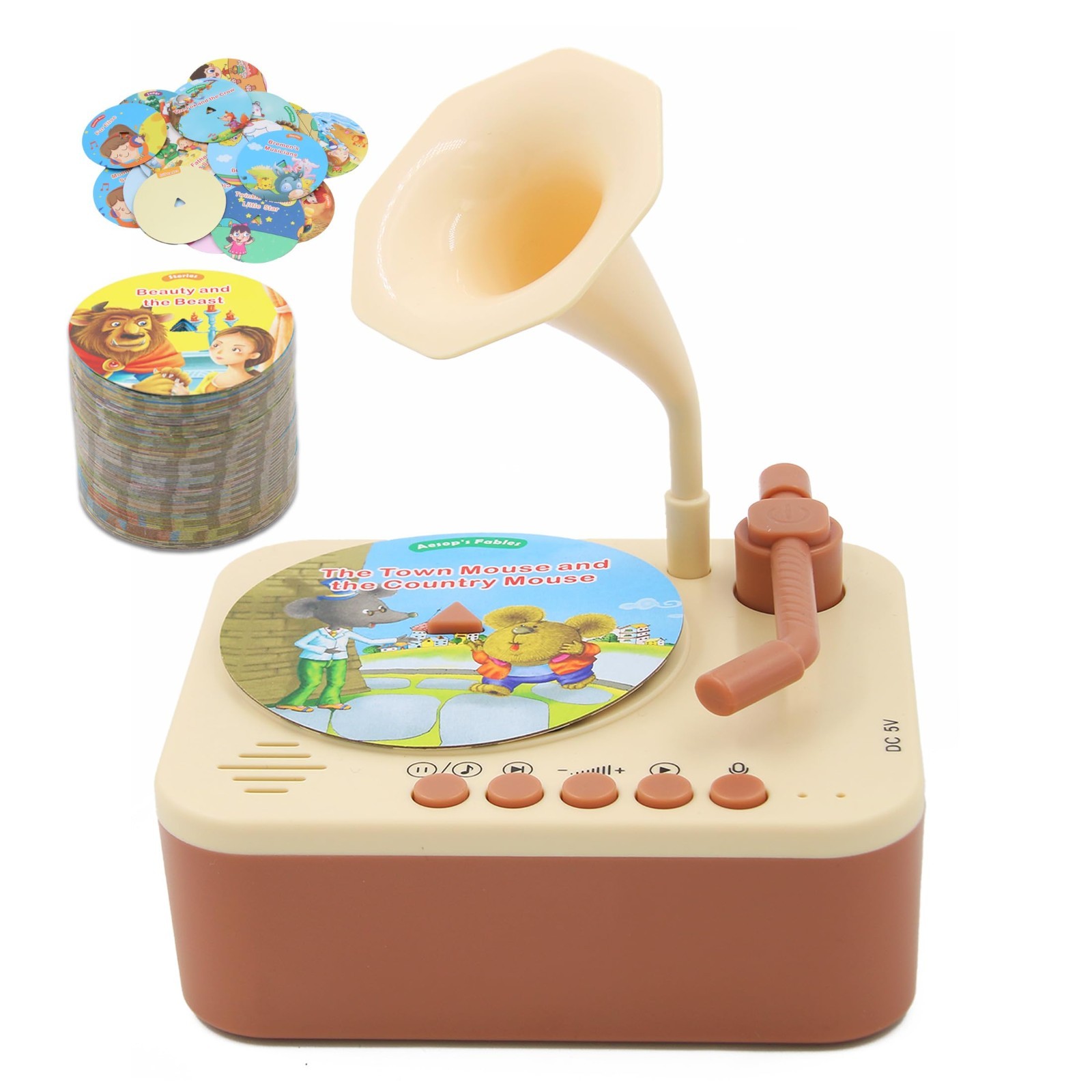 Kids Phonograph Record Player with 99 Cards, Music & Story Player for Ages 3+