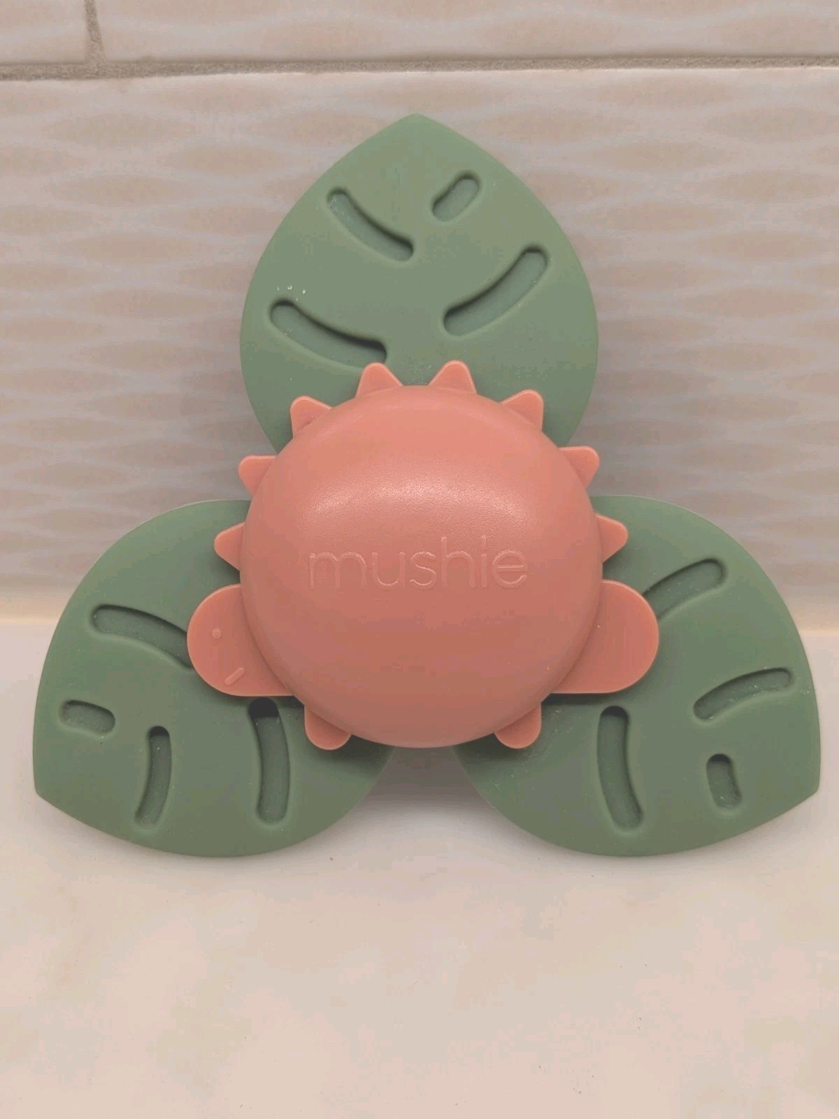 Mushie Suction Dino Spinner Toy | Toddler Sensory Toys for Bath & Play