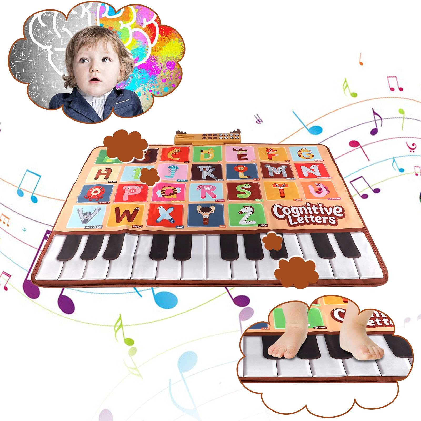 Baby Piano Mat, Musical Keyboard Learning Toys with 26 Letters, Electronic Mu…