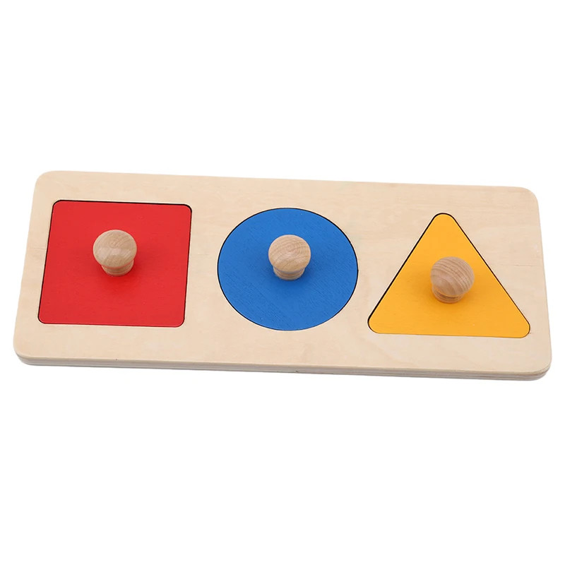 Montessori Puzzle Toys Wooden Geometric Shapes Sorting Math Colorful Preschool