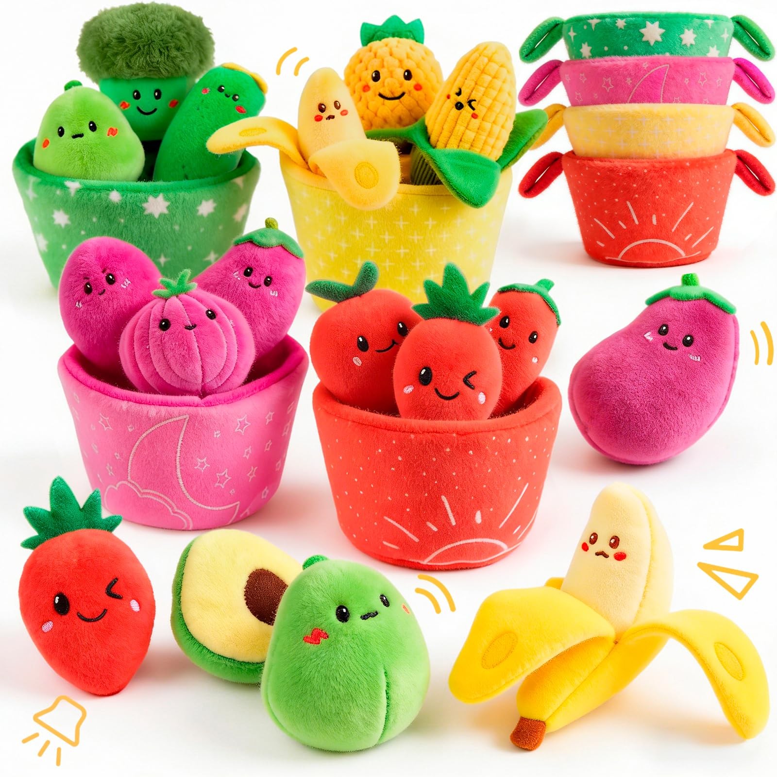 Baby Toys 6–12 Months, 16PCS My First Fruit Vegetable Sensory Toys for Babies…