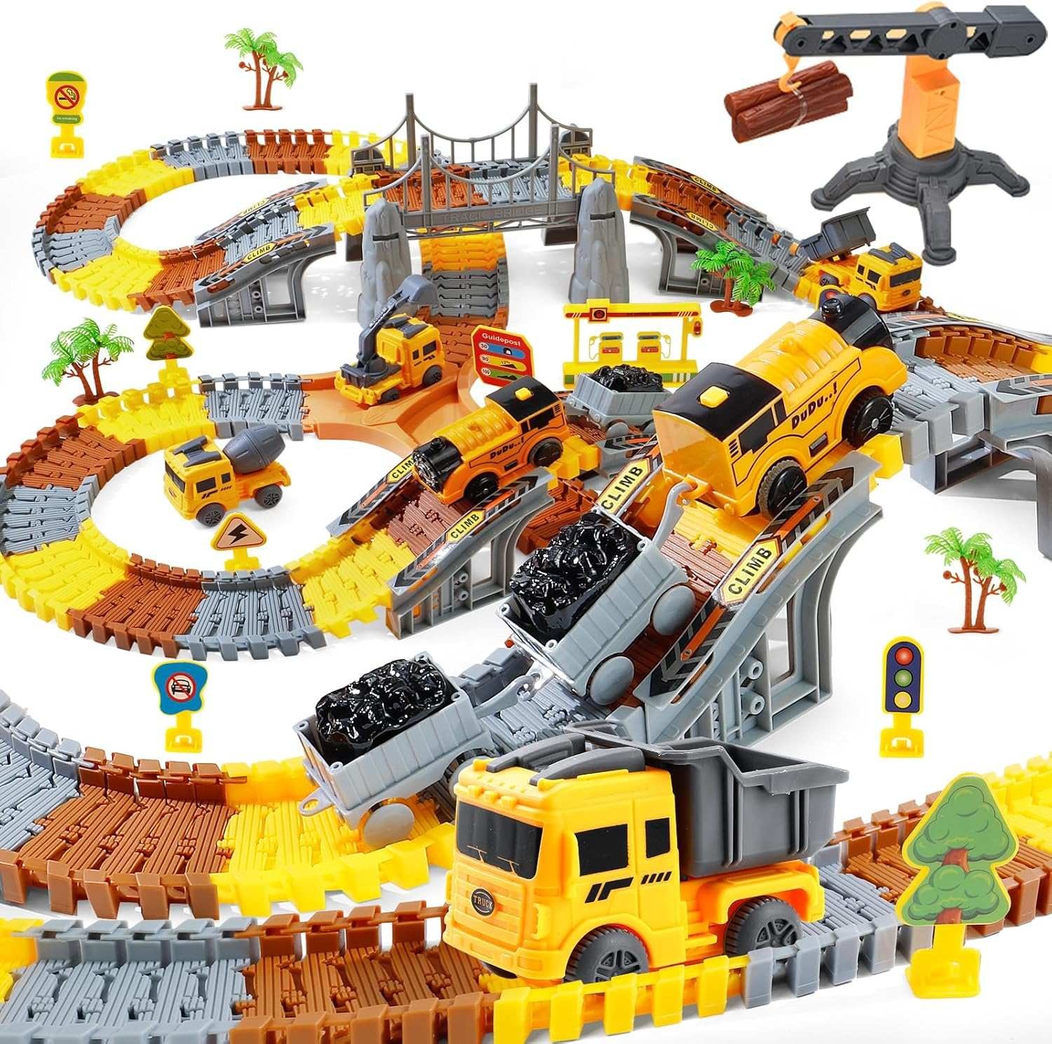 281 PCS Race Tracks Construction Toys for 3 4 5 6 7 8 9 Year Old Boys Girls, 4 P
