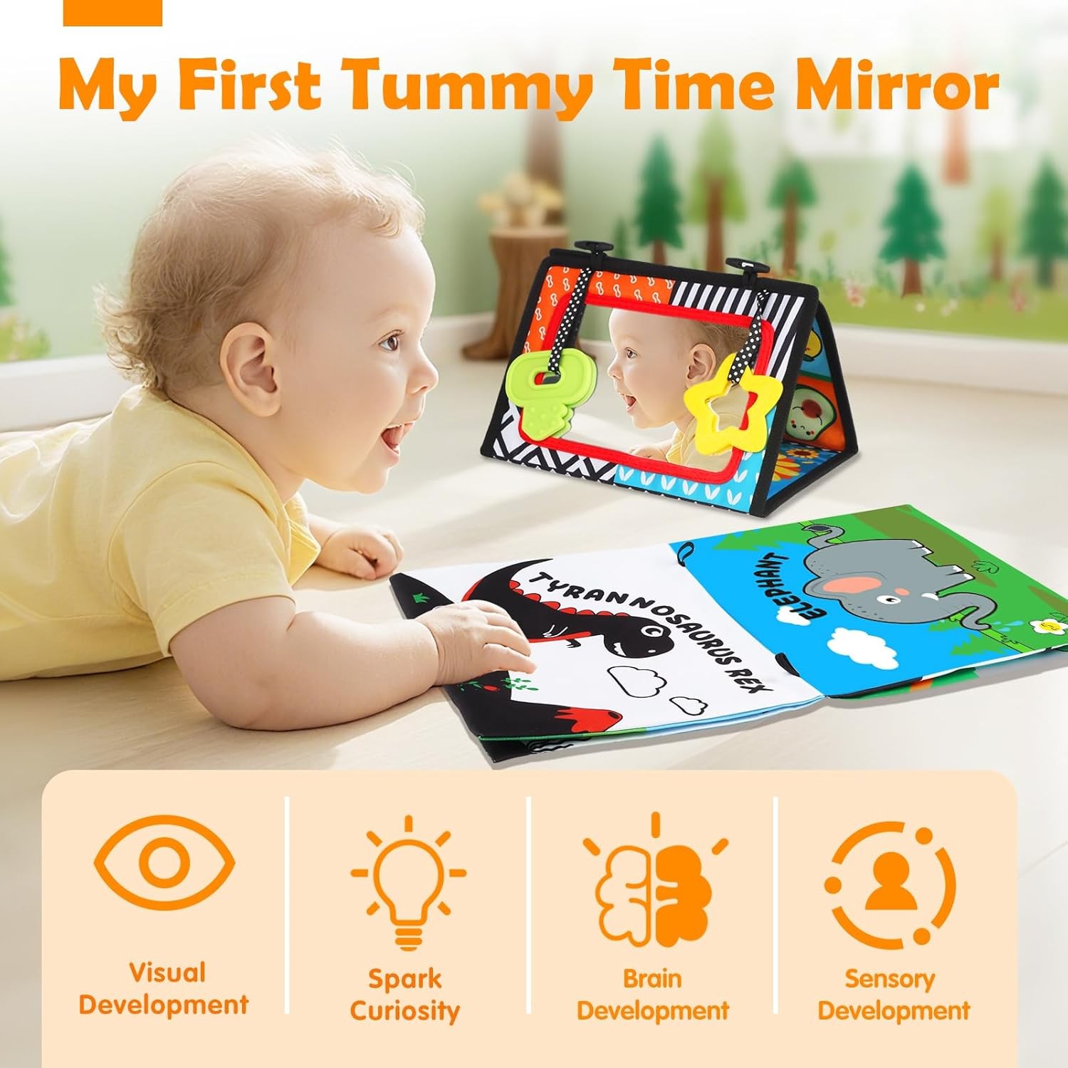 Baby Toys 0-6 Months – Tummy Time Toy Black and White High Contrast Newborn Toys