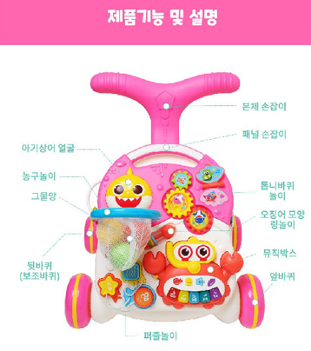 Pinkfong Baby Shark Baby Walker (walking aid + edu table)/color random/Express