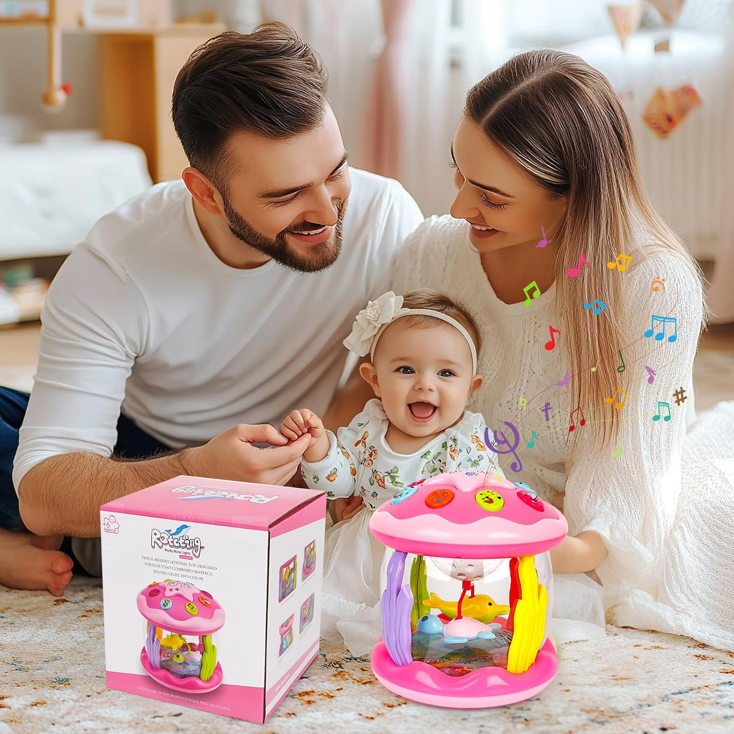 Baby Girl Toys 6-12 Months – Babies Ocean Rotating Projector Light up Musical To