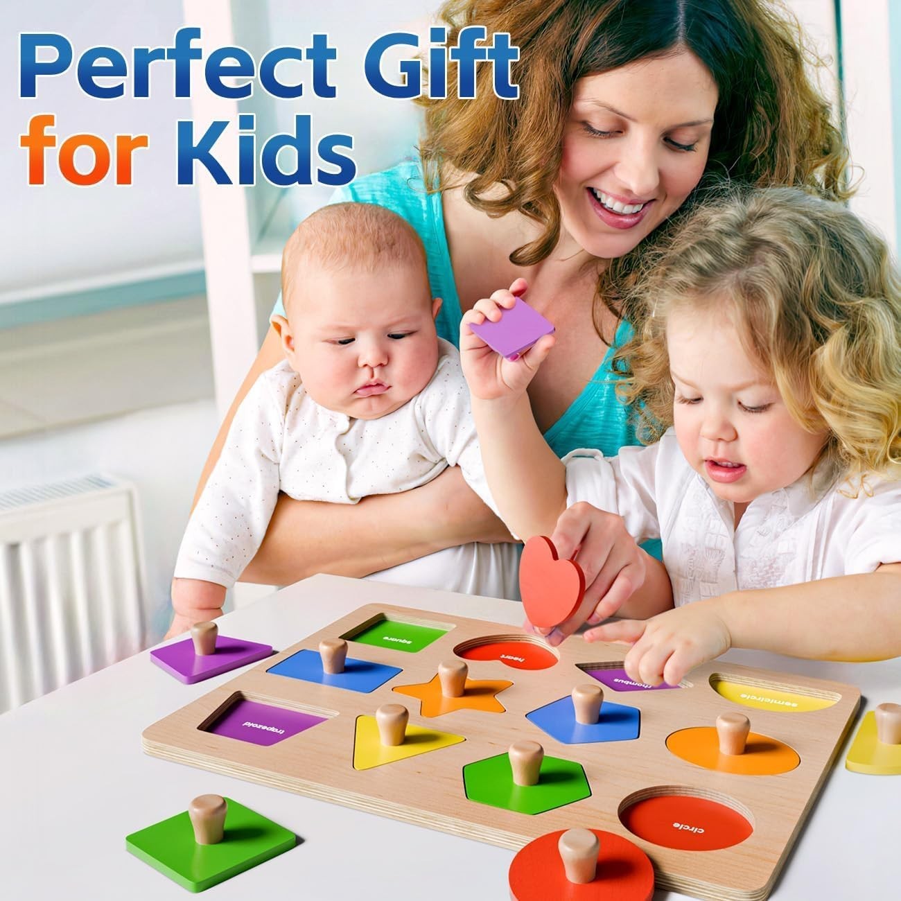 Wooden Shape Peg Puzzles for Toddlers 1 2 3 Old Boys Girls Gifts: Shape Sort…