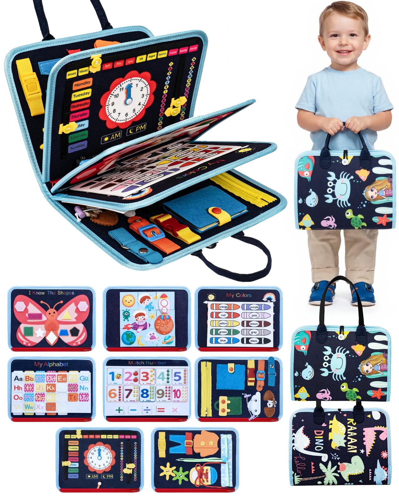 Montessori Toys Busy Board for 1 Year Old Boy Gifts, Busy Book Toddlers 1-3 E…