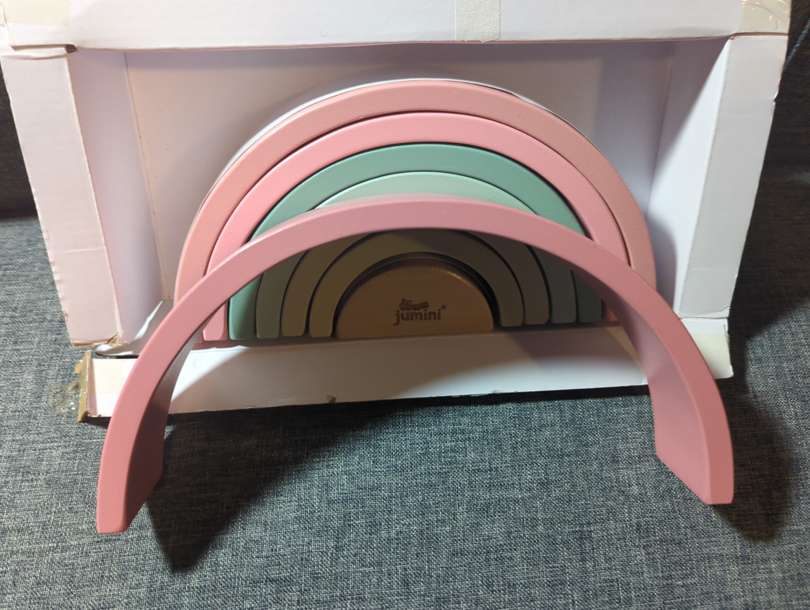 New Jumini Stacking Rainbow Retro Baby Toys Pastel Color Baby Natural Wood