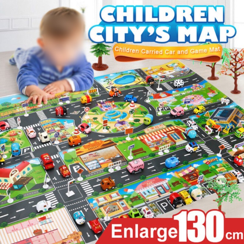 City Map Car Road Model Mat Game Pad For Educational Interactive Children