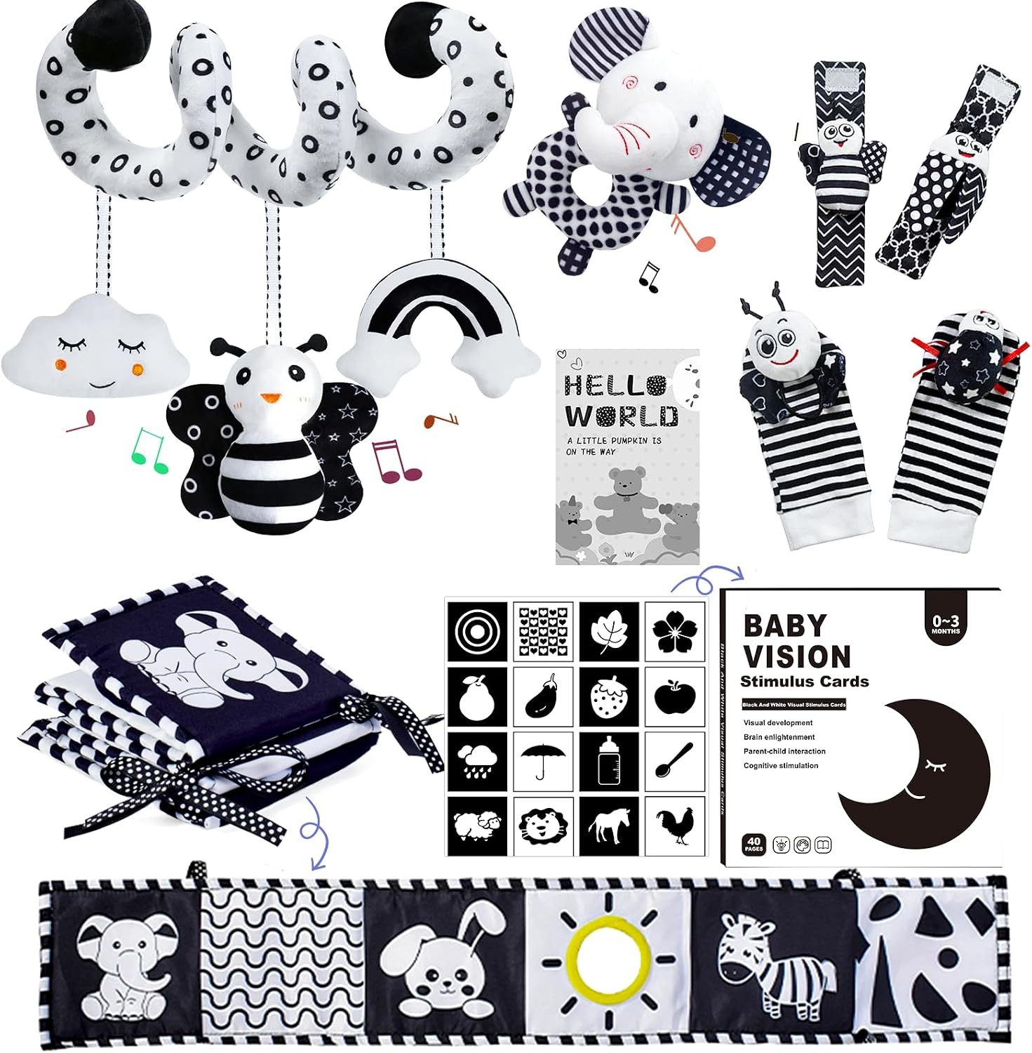 Black and White Sensory Toys for Babies,Montessori Toys for Babies,High Contrast
