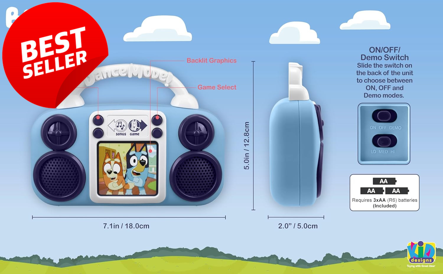 Bluey Toy Music Player Toddler Musical Toy Built-In Songs Gift Idea – US