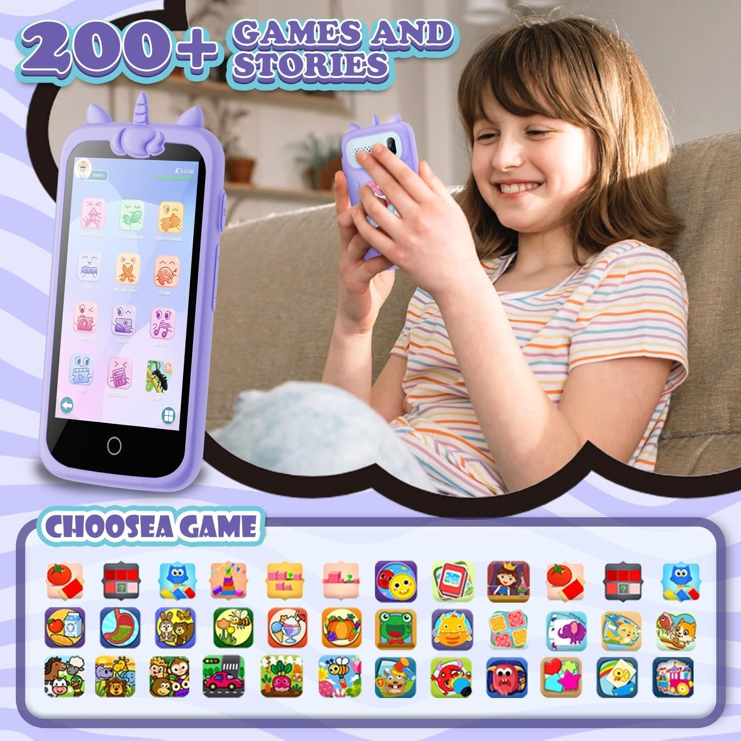 Kids Toys Phone, 3.97″ Touchscreen Mini Phones for Kids, Learning Phone Puzzl…
