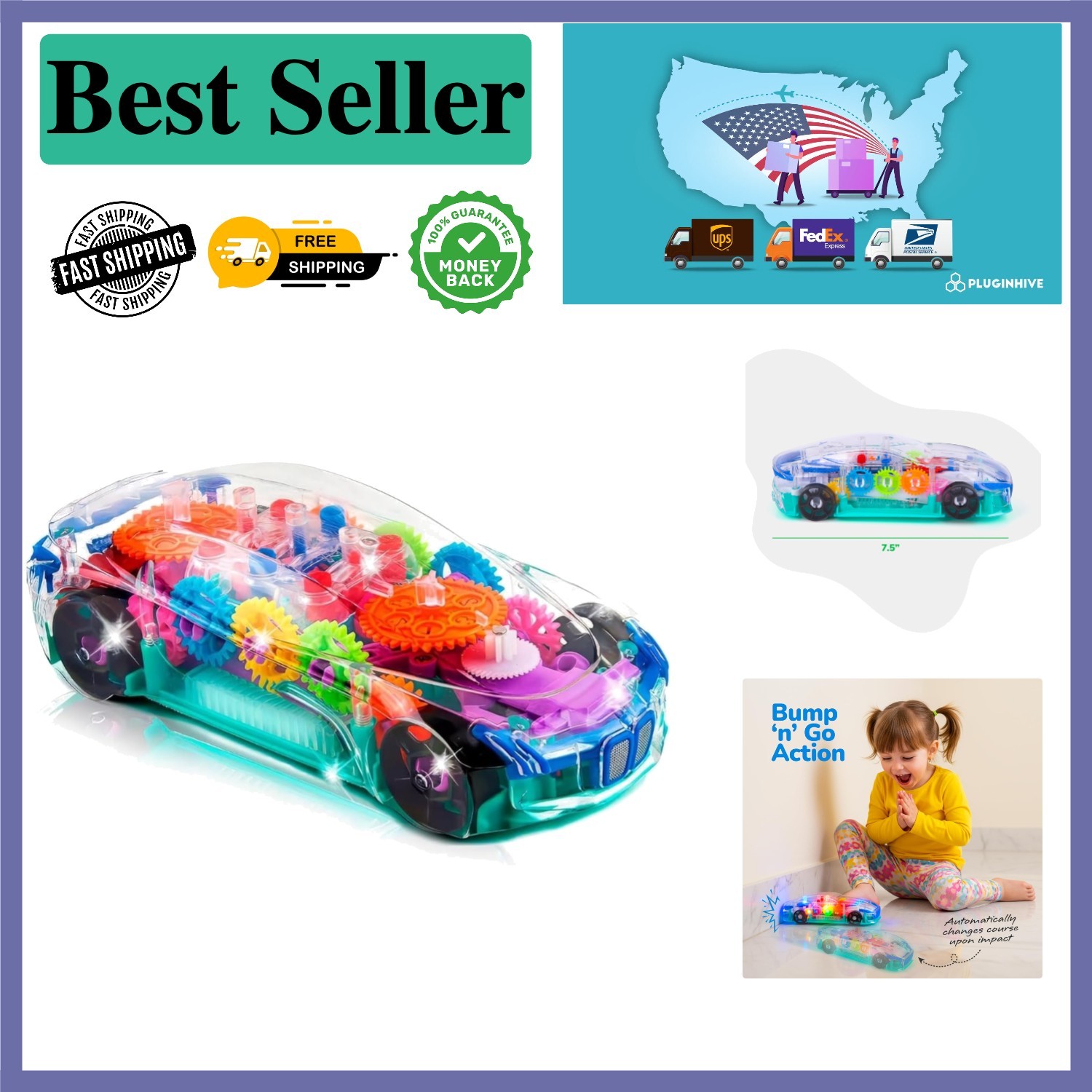 Engaging Light Up Sensory Car for Toddlers – Educational Bump & Go Fun