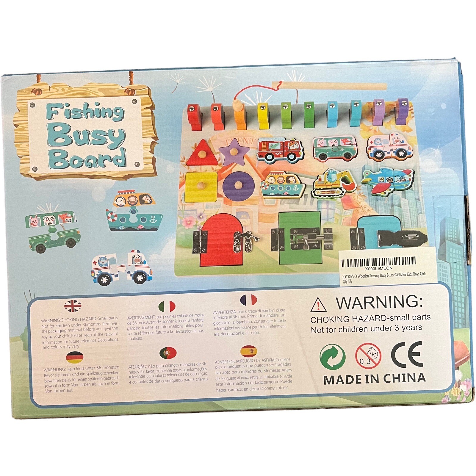 Fishing and Truck Busy Board Wooden Montessori Activity Board Busy Board