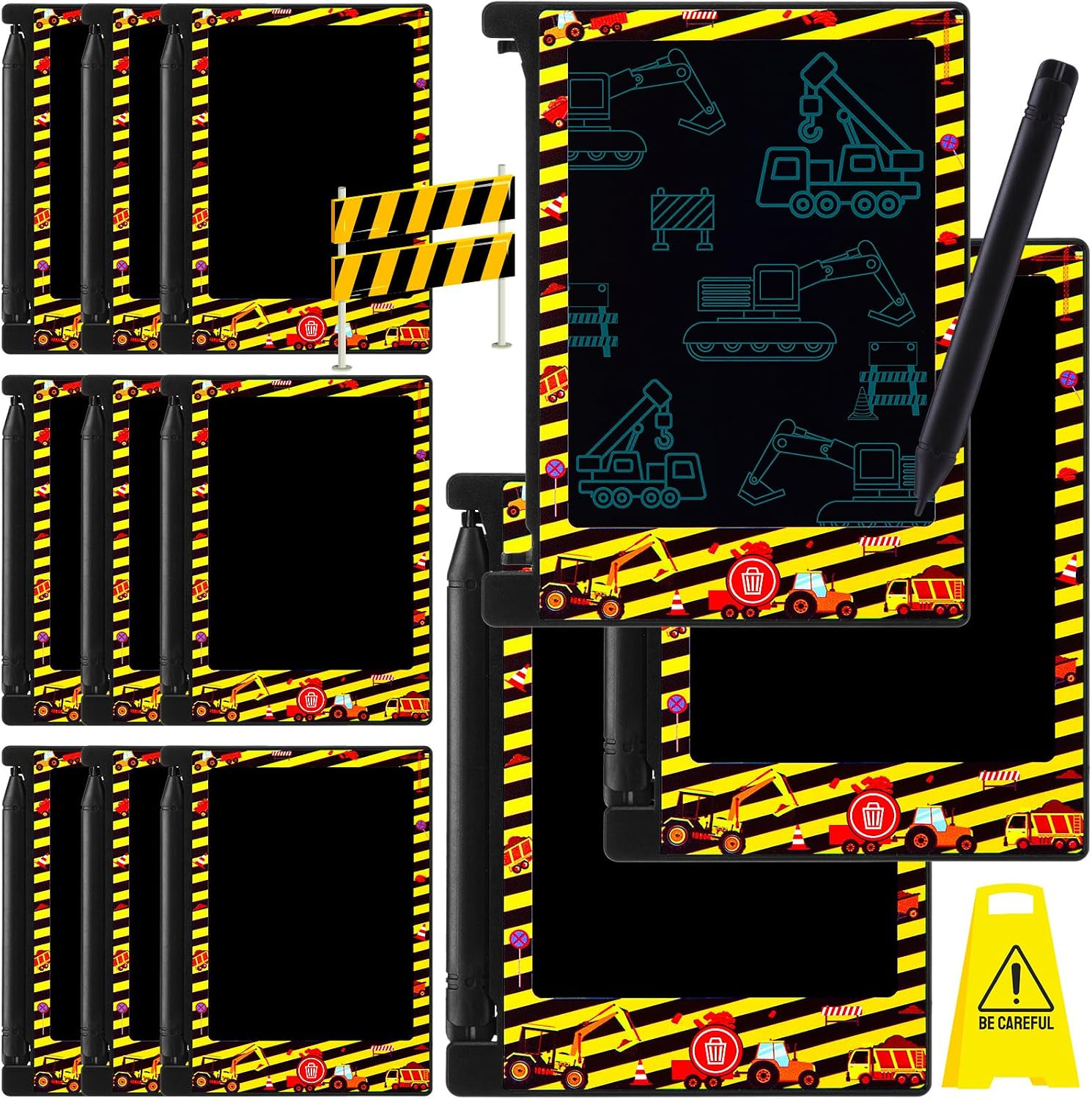 12 Pack Construction Party Favors Mini LCD Writing Tablet for Kids 4.6 Inch Dood