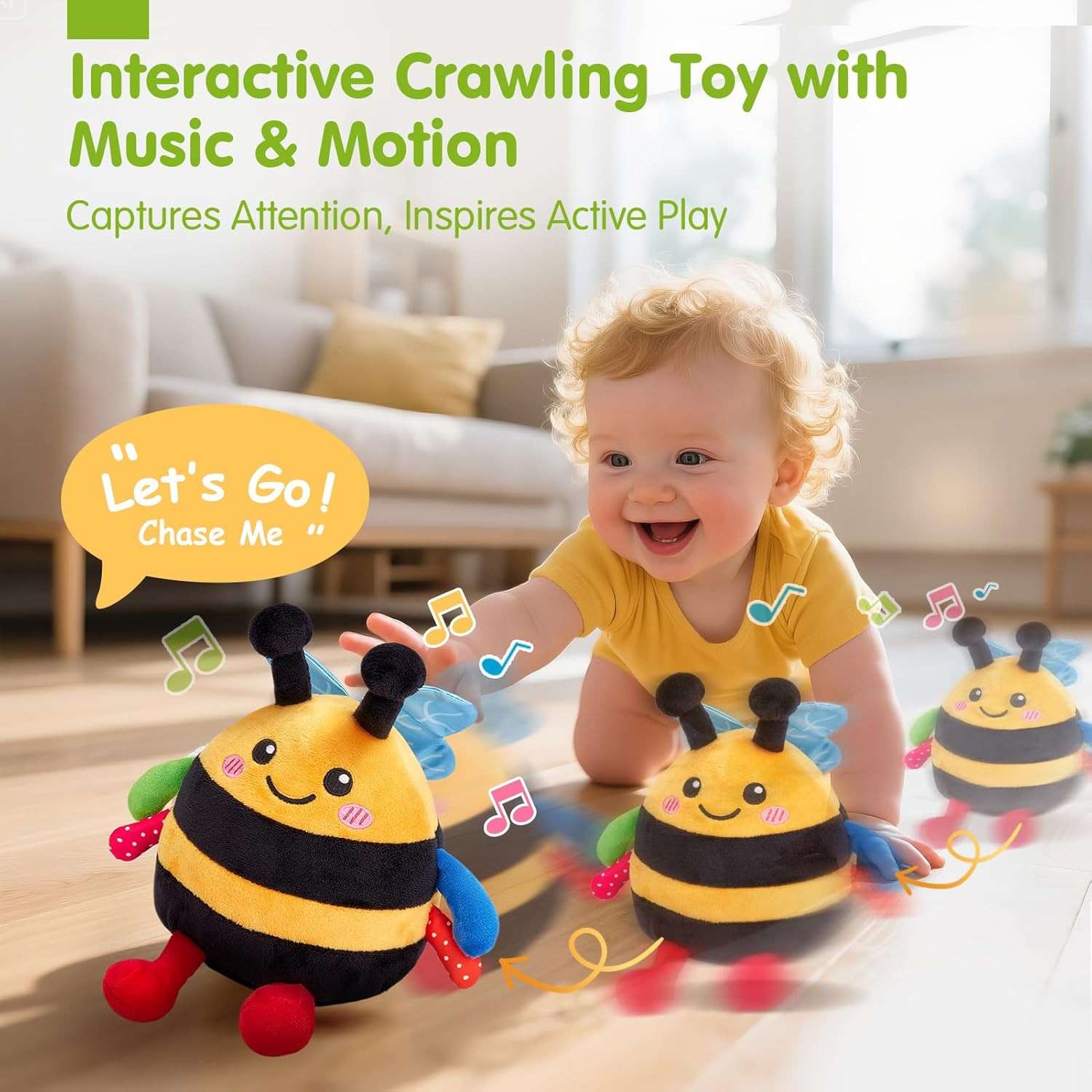 Baby Toy for 6 + 12 18 Months – Crawling Musical Dancing Bouncing Learning Bee P