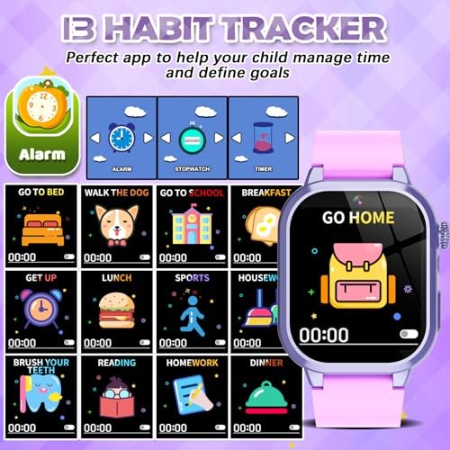 Kids Smart Watches for Girls Boys Toys Ages 4-12 with 30+ Games Video Purple
