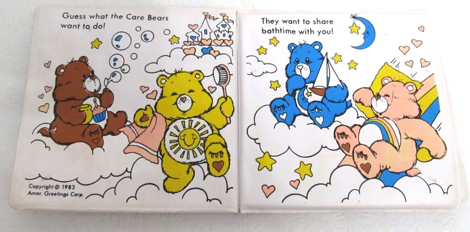 Vintage The Care Bear Bath Book Toy Vinyl American Greetings 1983