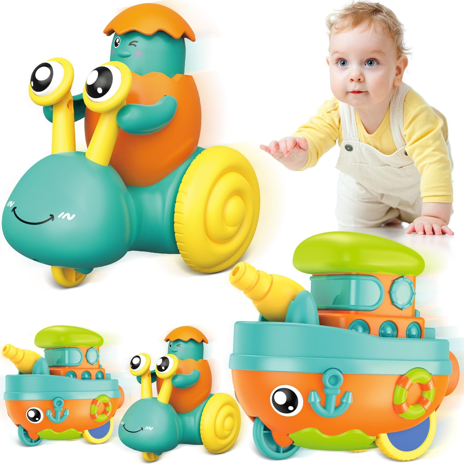 Toddler Toys for 1 Year Old Boy, Press to Go Car Toys for Toddlers 1-3, Learn…