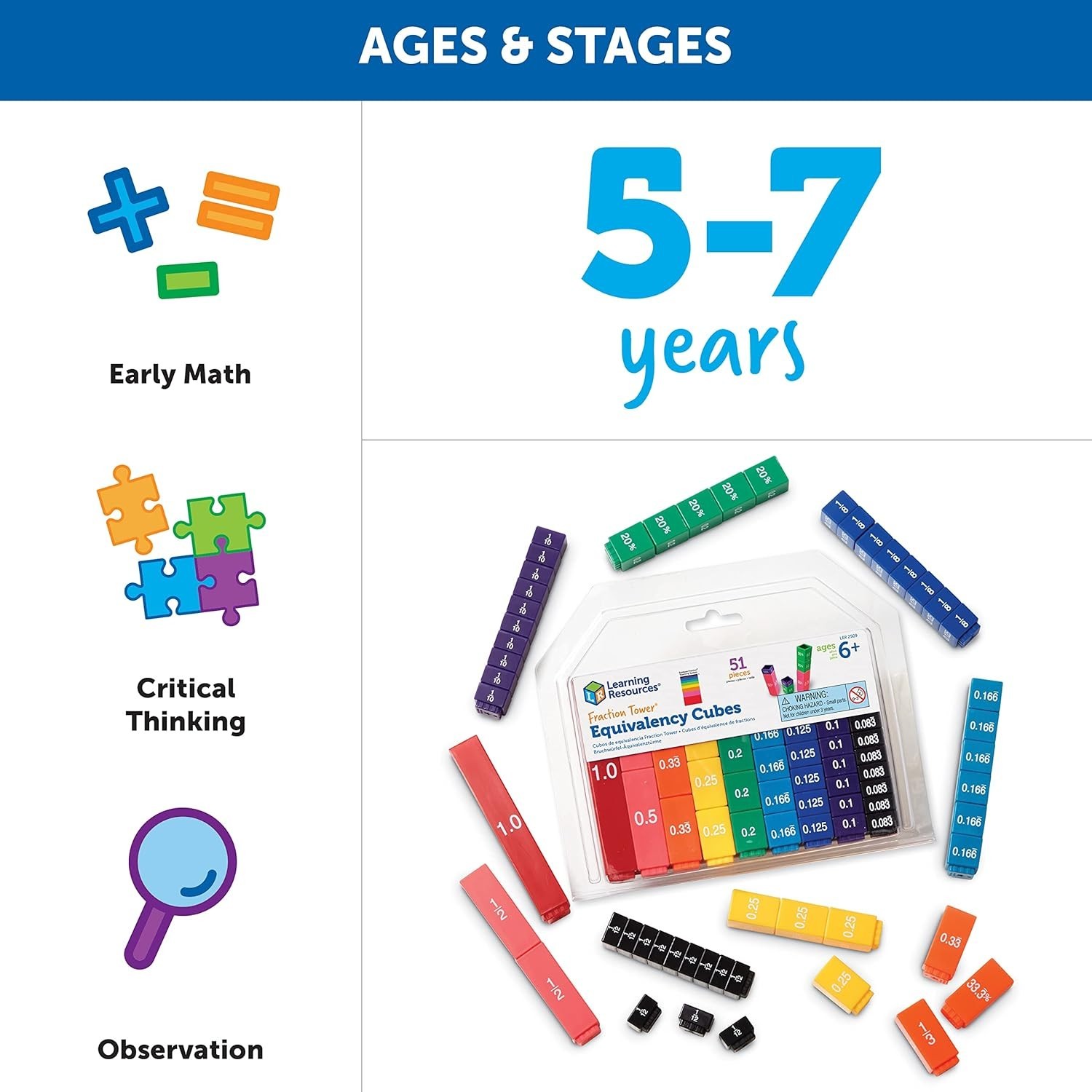 Gift of Learning: 51 Interchangeable Fraction Cubes – Perfect for Young Learners