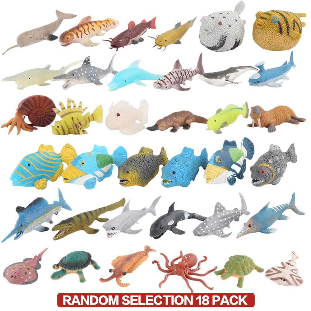 18 Pack Assorted Ocean Animal, Stretchy and Floating Small, 18packocean