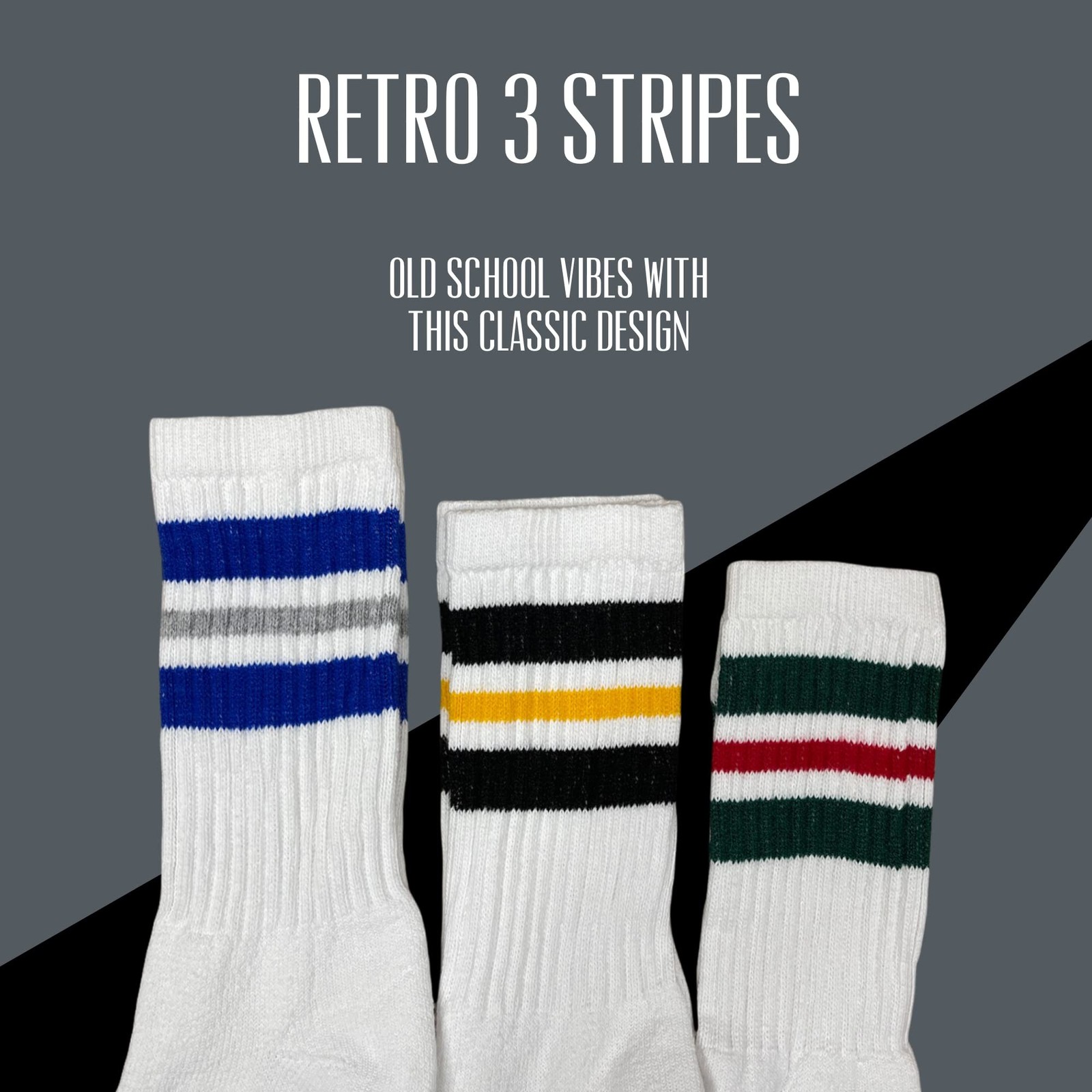 Striped Crew Socks – Retro Mens Striped Socks – Stripe Cotton Gym Socks for M…