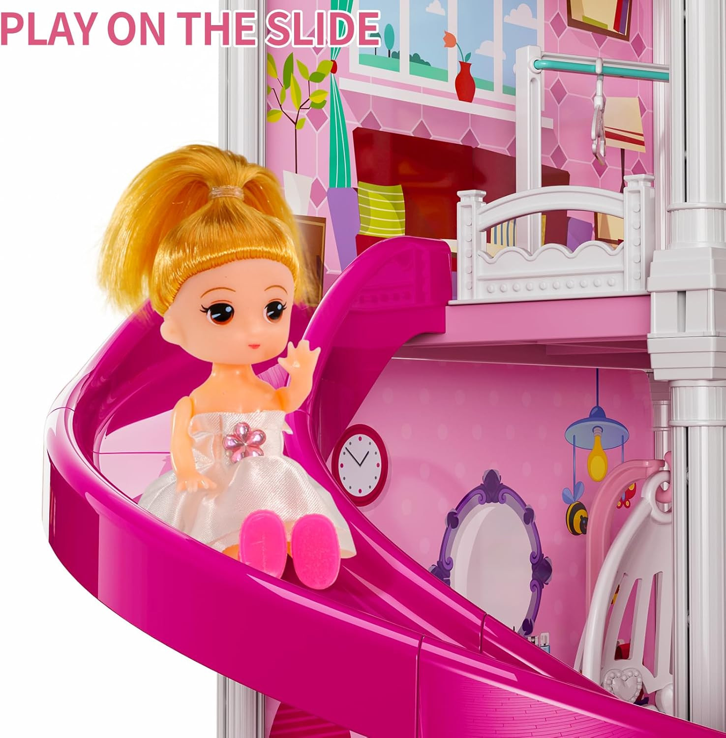 Dollhouse Playset Girls Toy Villa 4-Story 12-Rooms Furniture Accessories Set