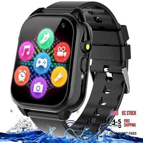 Waterproof Smart Watch for Kids 3-12 Years Old Boys Toys with 26 Games, Black
