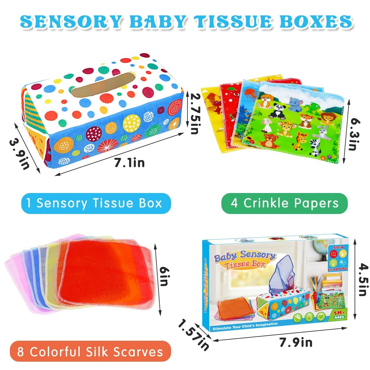 Aiduy Baby Toys 6 to 12 Months – Tissue Box Medium, Colorful