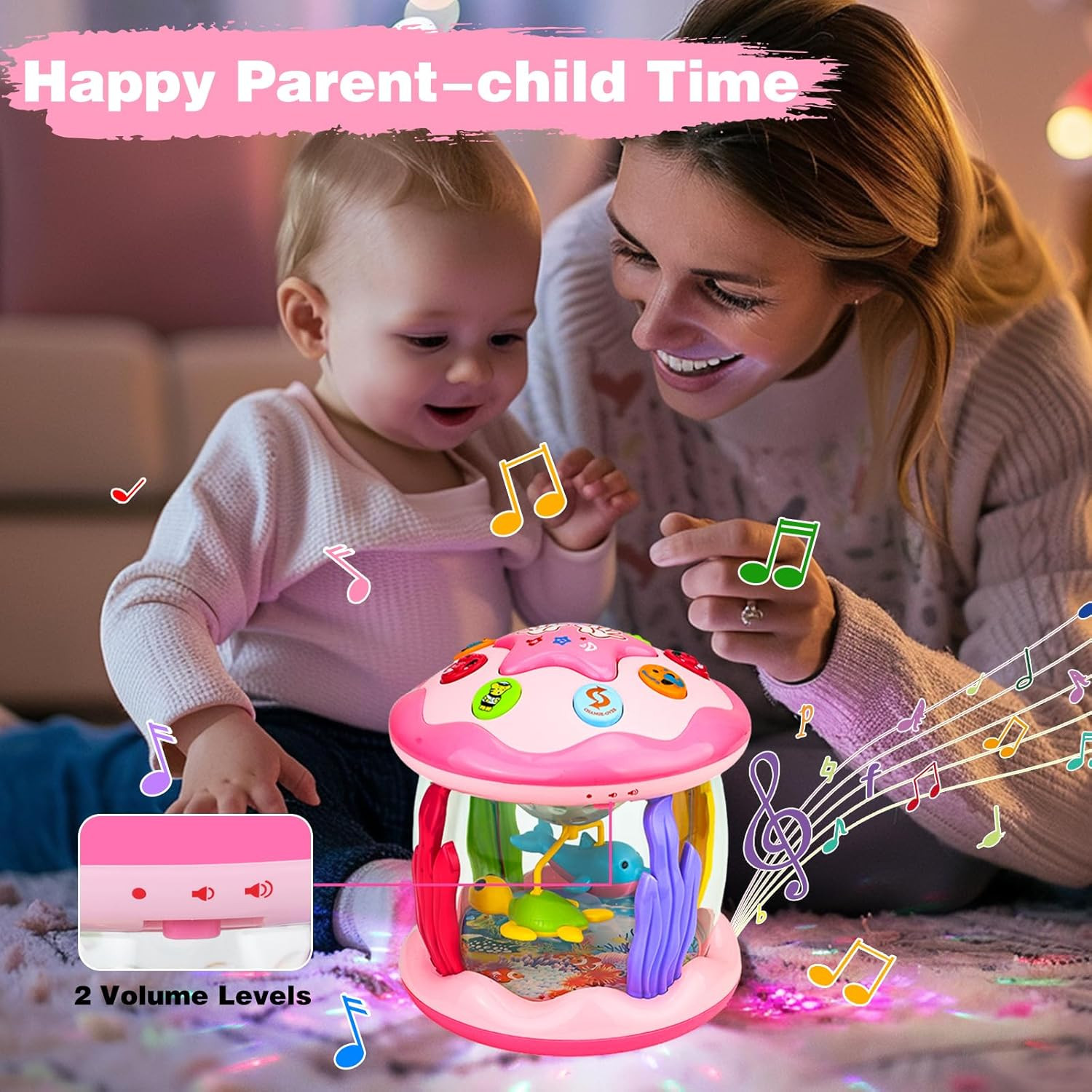 Baby Toys 6-12 Months Girl Gifts: Babies Ocean Rotating Light up Musical Toys fo