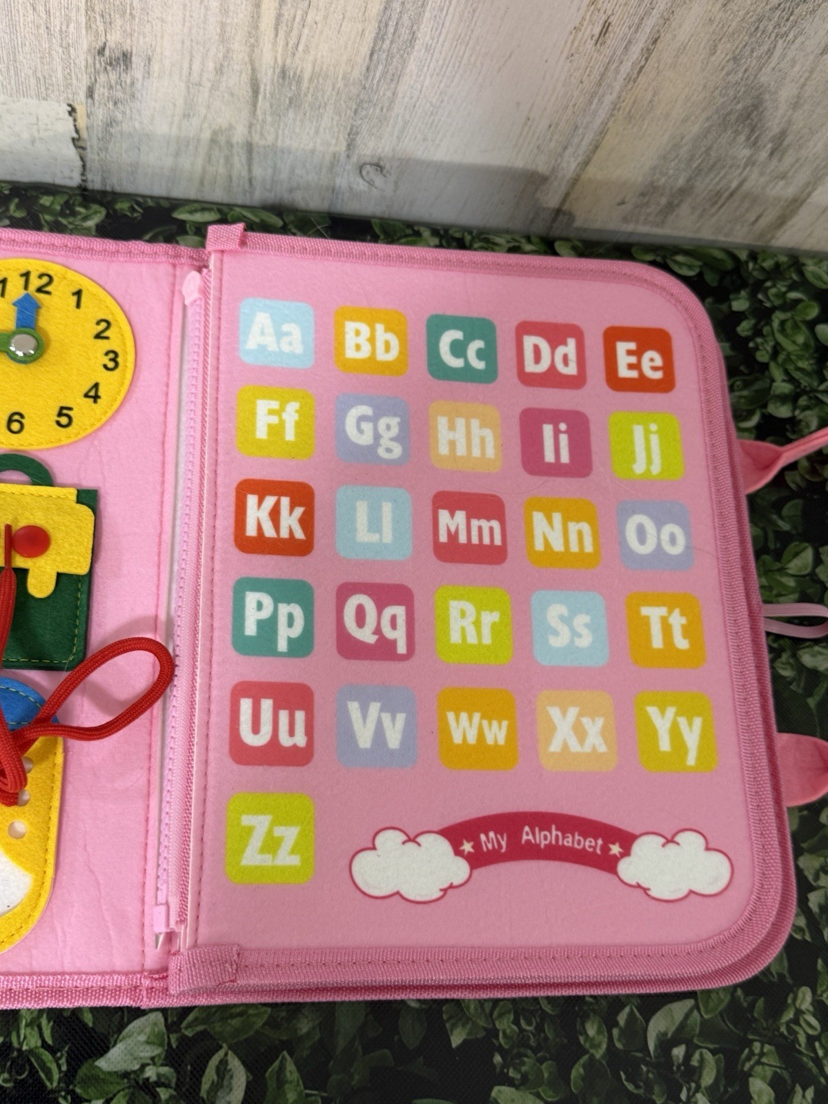 Hahaland Montessori Busy Board Toddler Toy Buckles Letters And More Soft Fabric