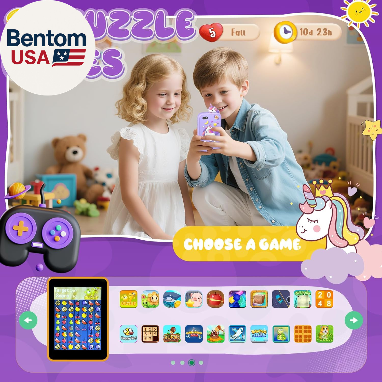 Kids Smart Phone Toys for Girls,Christmas Birthday Gifts for Girls Age 3-10 Kids