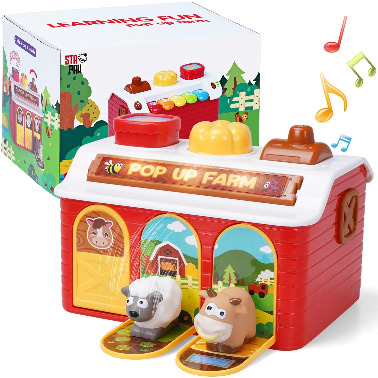STAPAW Montessori Pop Up Toy for Babies 6-12 Months – 3 Modes Cause and Effec…