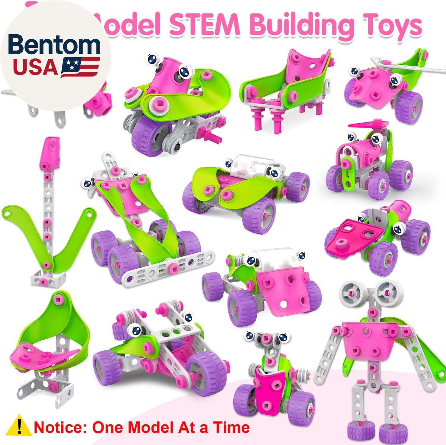 STEM Toys for 4 5 6 7 8+ Year Old Girl Birthday Gifts Pink Educational Building