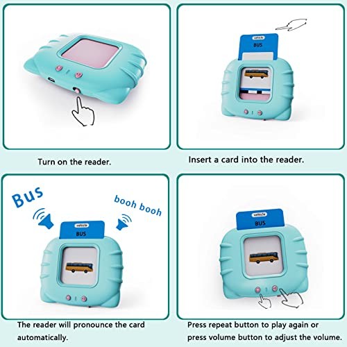 Audible Learning Toy with Music for 520 Sight Words English + 4 songs Cyan