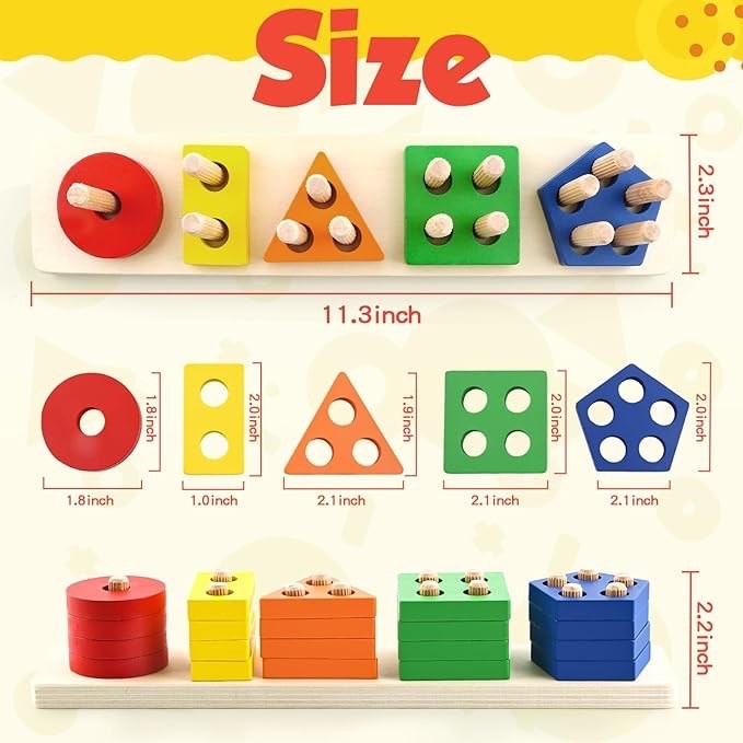 Montessori Toys for 1 2 3 Year Old Girls Boys, Wooden Sensory Toys for 1-3 Ye…