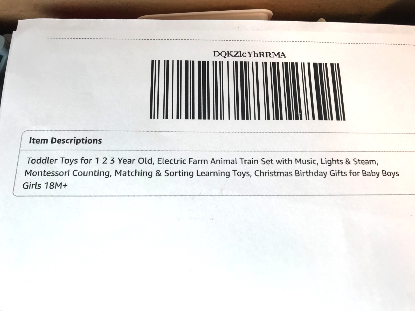Toddler Electric Farm Animal Train Music Lights Track Montessori Learning Toy