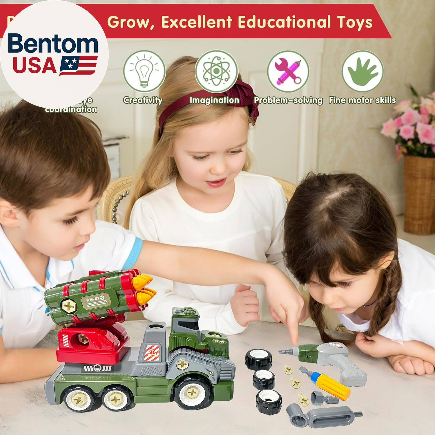 11Inches Large Take Apart Army Toys for Boys Girls Kids 3-5 6-8 Year Old Missile
