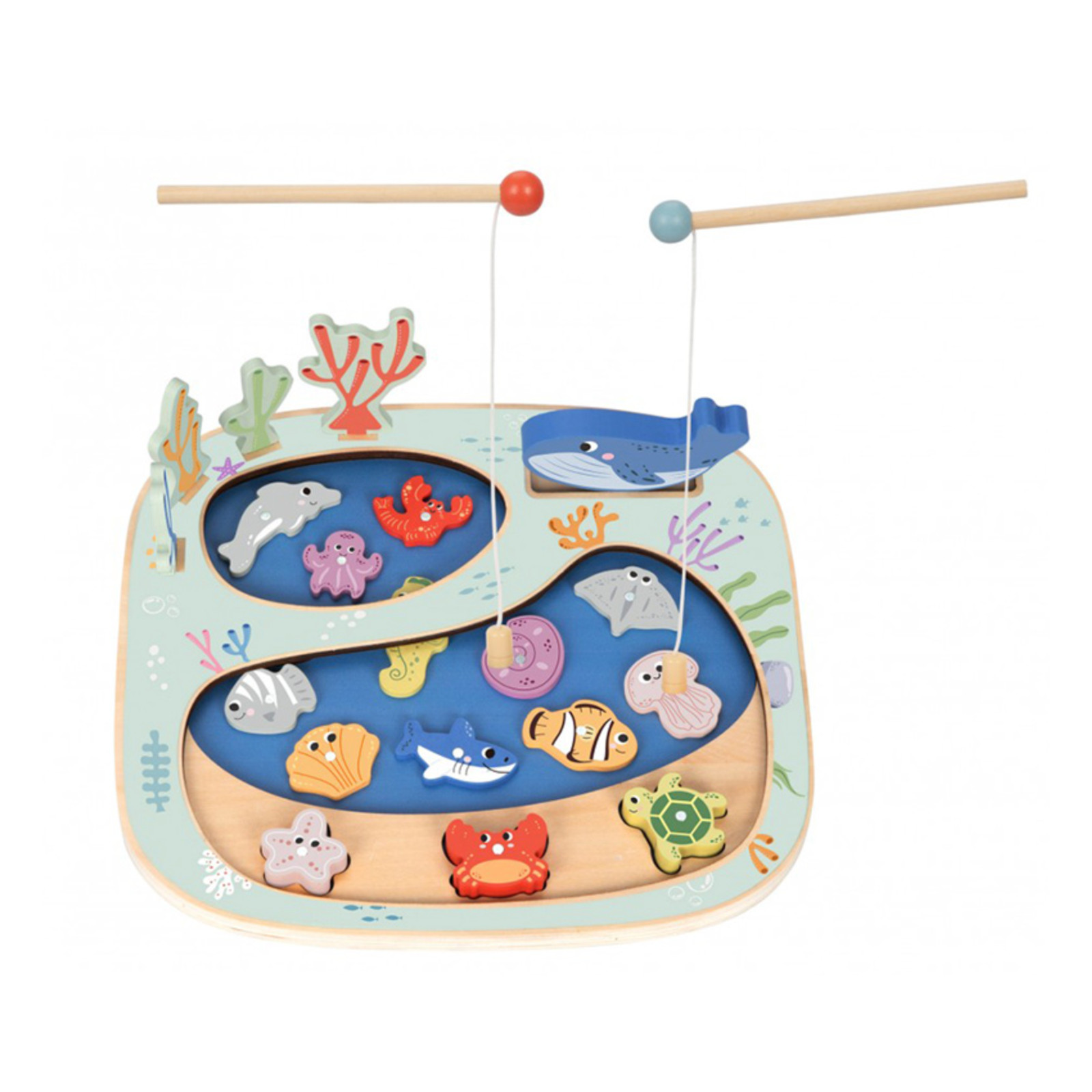 Wooden Montessori Toy Set Fishing Game Dinosaur Puzzle Stacking Toy