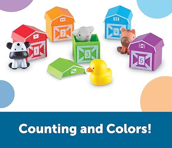 Learning Resources Peekaboo Learning Farm – 10 Pieces, Ages 18+ Months Toddler