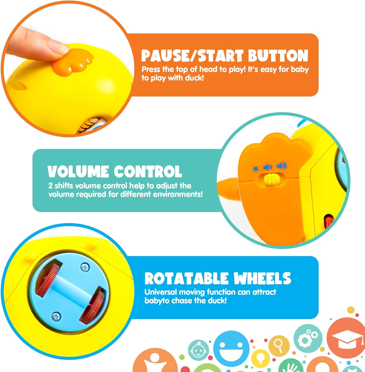 Baby Toys Duck, Infant Dancing Crawling Musical Toys 18+ Months, Tummy Time Ligh