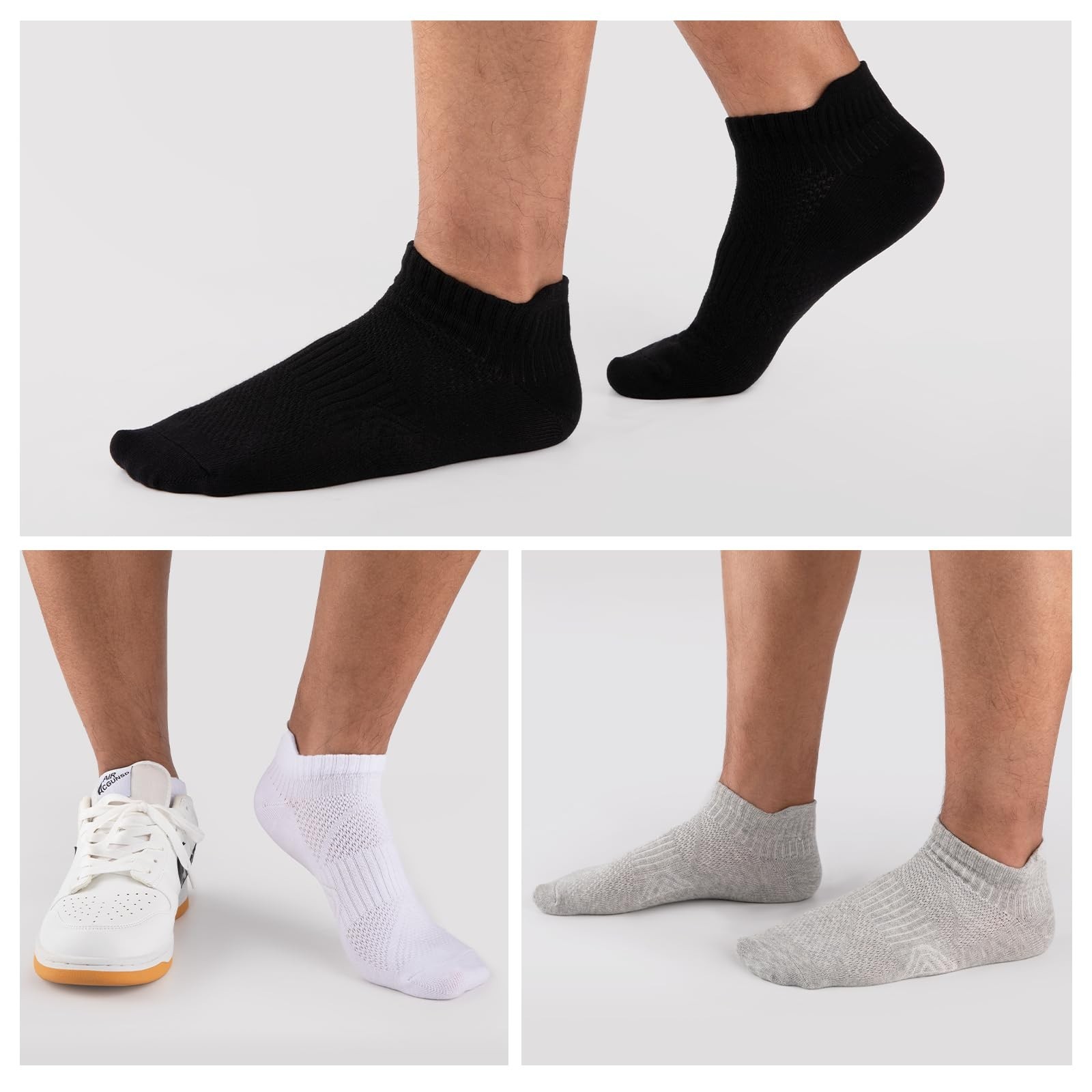 COOVAN Mens Socks 6 Pairs Cotton Ankle Breathable Casual Thin Socks Athletic …