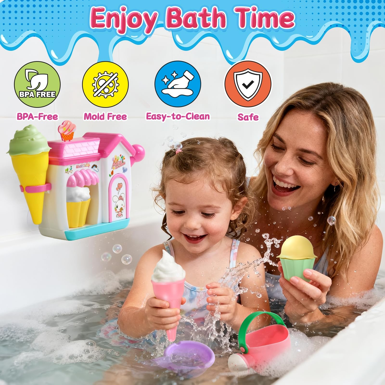 Bath Toys for Kids Ages 4-8 3-5 Toddler 2.8 x 6.1 x 5.9 inches, Pink