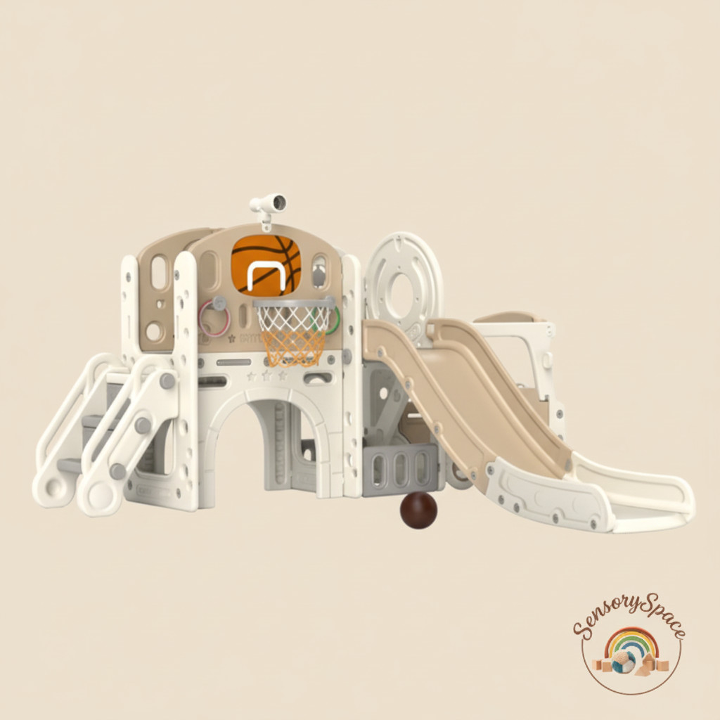 9 In 1 Kids Slide Climber Playset w/Tunnel Basketball Hoop Indoor Outdoor Toys
