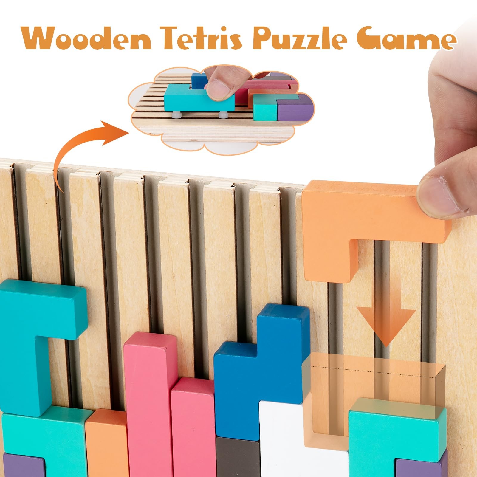 Montessori Wooden Stacking Puzzle , Colored 3D Russian Block Stacking Jigsaw …