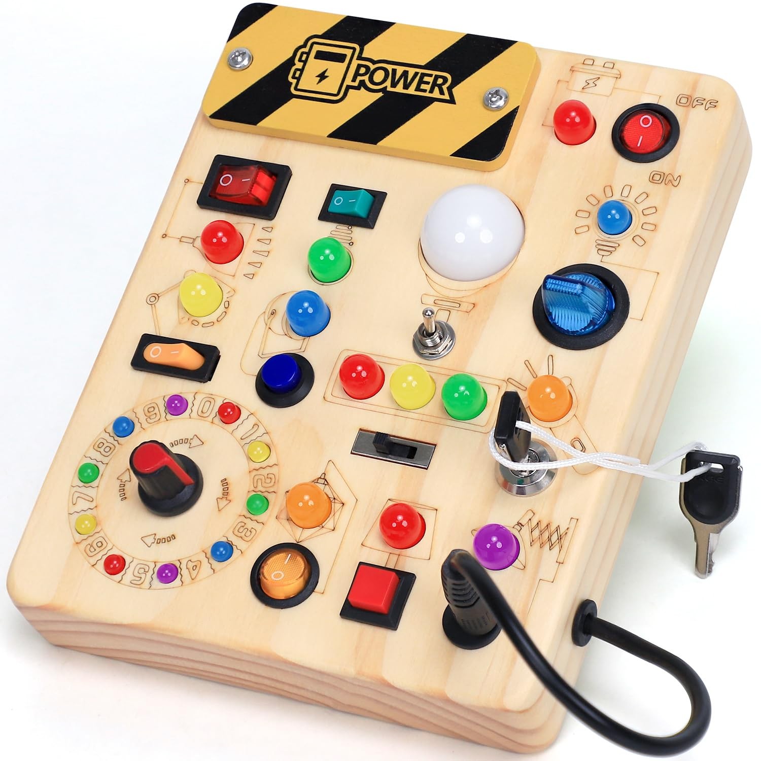 Busy Board with LED Light Switches, Montessori Toys for 1 2 3 Years Old, Todd…