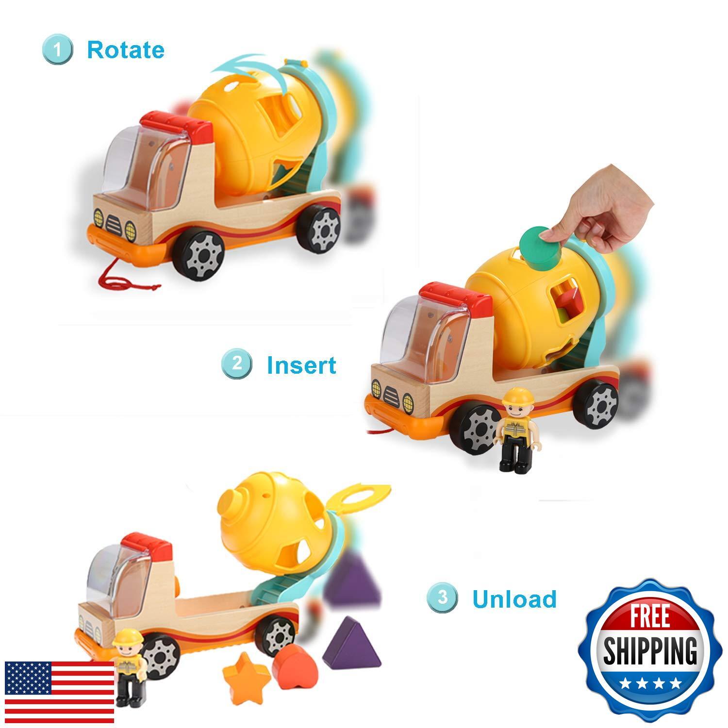 TOP BRIGHT Wooden Shape Sorter Toys for Toddlers Learning Sort and Match for
